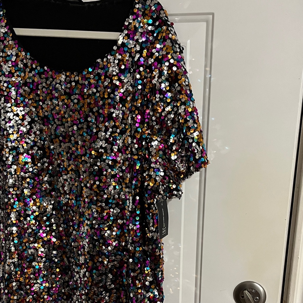 INC International Concepts Sequin Top - Black and Multicolor - Picture 5 of 9